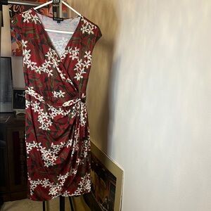 Floral Wrap Dress in Red by [Brand]